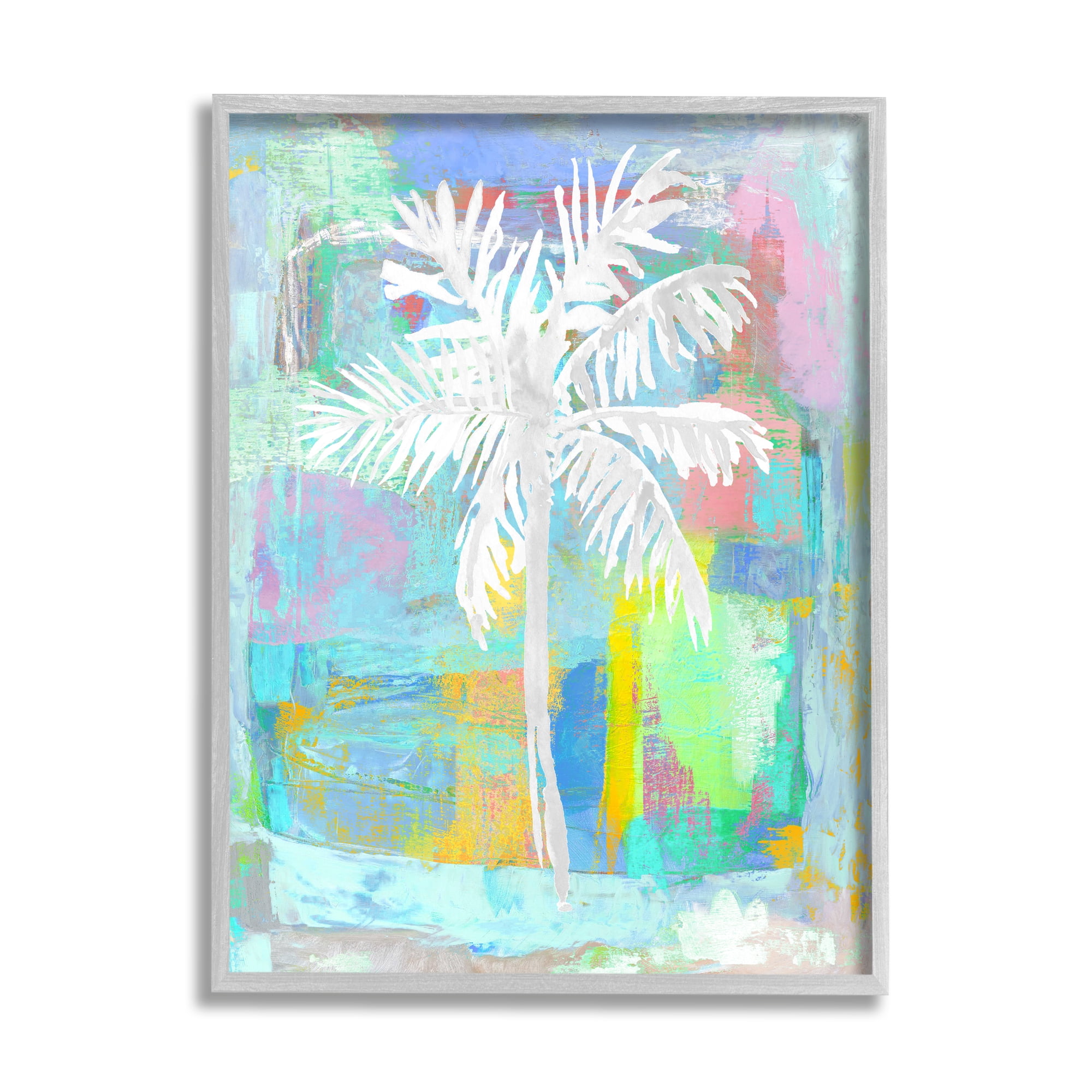 Stupell Industries Tropical White Palm Tree Vivid Brushstrokes Abstract Design Framed Wall Art, 24 x 30, Design by Kristen Dew