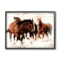 Stupell Industries Trotting Brown Horses Animals & Insects Photography Black Framed Art Print Wall Art, 14 x 11
