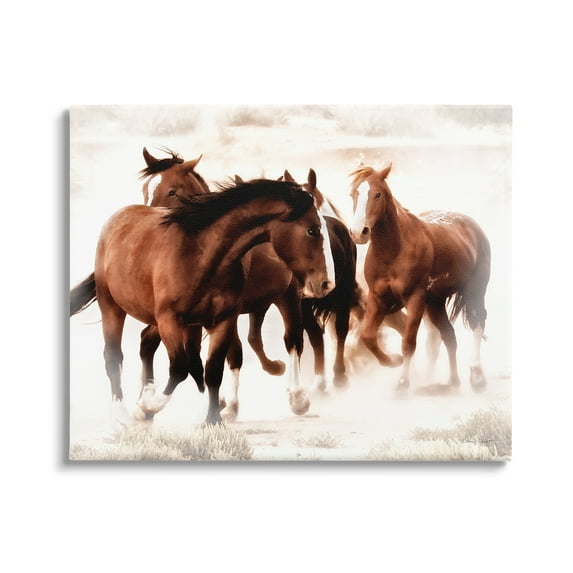 Stupell Industries Trotting Brown Horses Animals & Insects Photography Gallery Wrapped Canvas Print Wall Art, 40 x 30