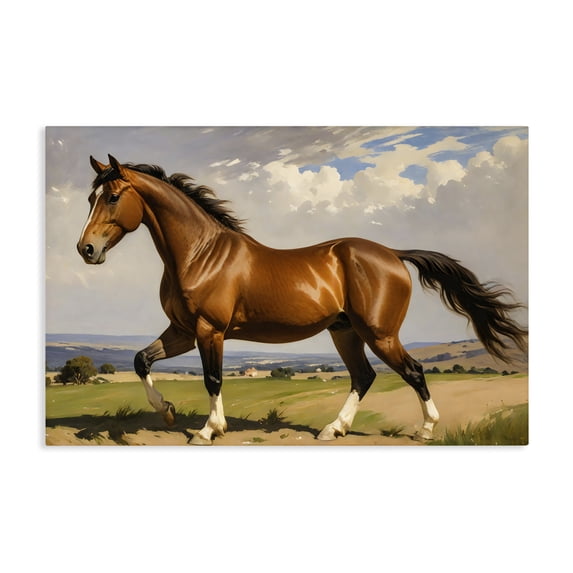 Stupell Industries Transitional Trotting Horse in Field Canvas Art, 24 x 16, by Creative Studio