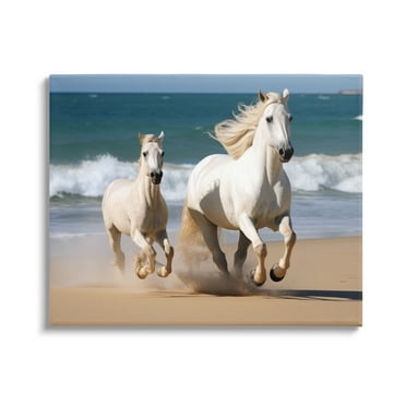 Stupell Industries Trotting Horses on Beach Animals & Insects Photography Gallery Wrapped Canvas Art Print Wall Art, 20 x 16