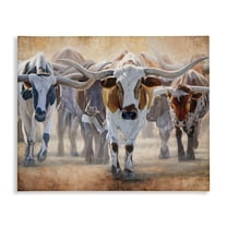 Stupell Industries Trotting Longhorn Cattle Canvas Wall Art, design by James Corwin