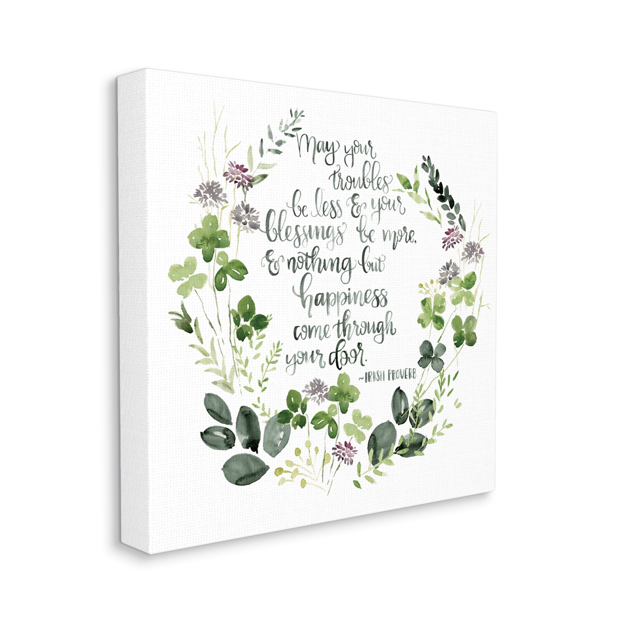 Stupell Industries Troubles Be Less Irish Proverbs Wildflower Wreath,30 x 30,Designed by Jennifer Paxton Parker