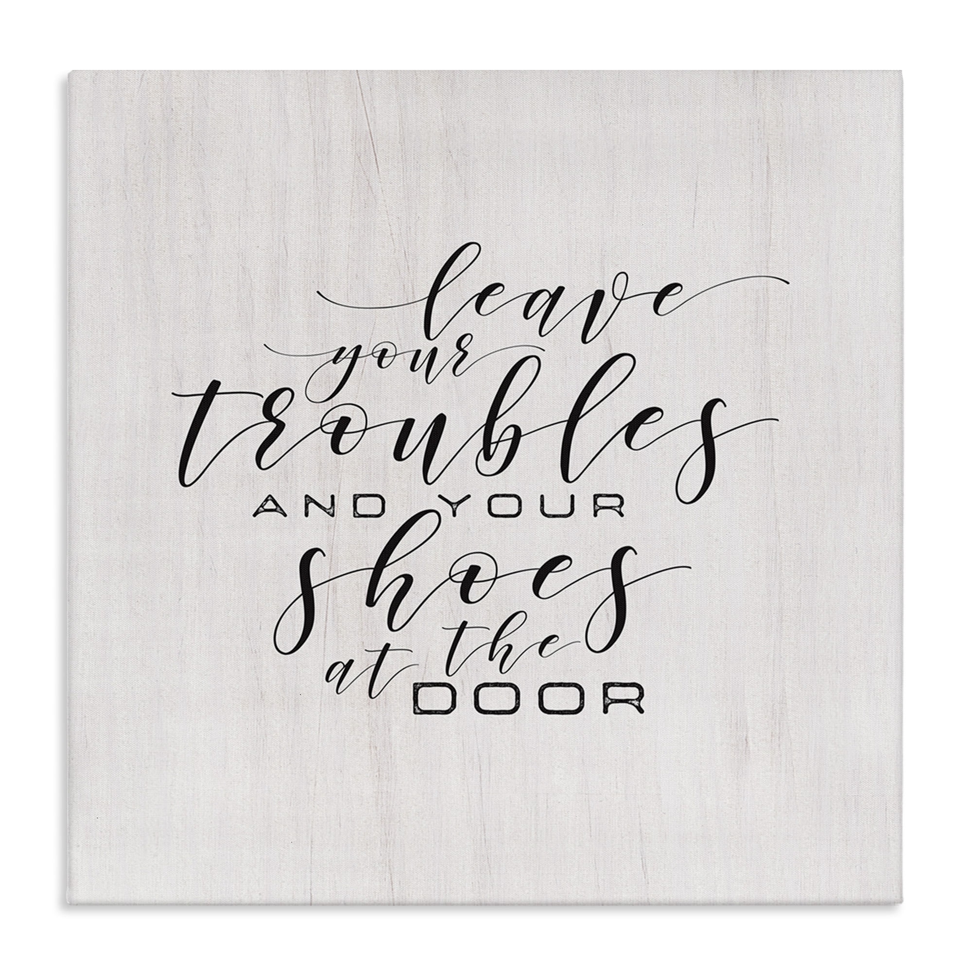 Stupell Industries Troubles & Shoes at Door Inspirational Painting Gallery Wrapped Canvas Art Print Wall Art, 30 x 30