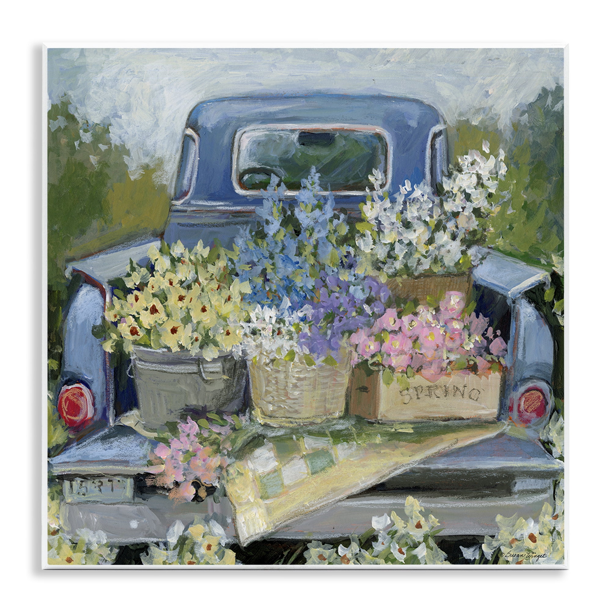 Stupell Industries Truck Bed with Flowers Wall Plaque Art, design by Susan Winget