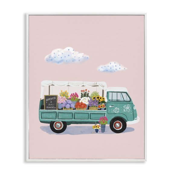 Stupell Industries Eclectic Truck Faire Sale Spring Flower Variety Blossoms White Framed Giclee Art, 16 x 20, by Ilaria Benedetti
