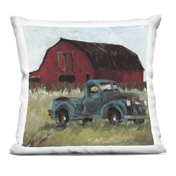 Stupell Industries Truck & Red Barn Decorative Printed Throw Pillow design by Wani Pasion, 18 x 7 x 18