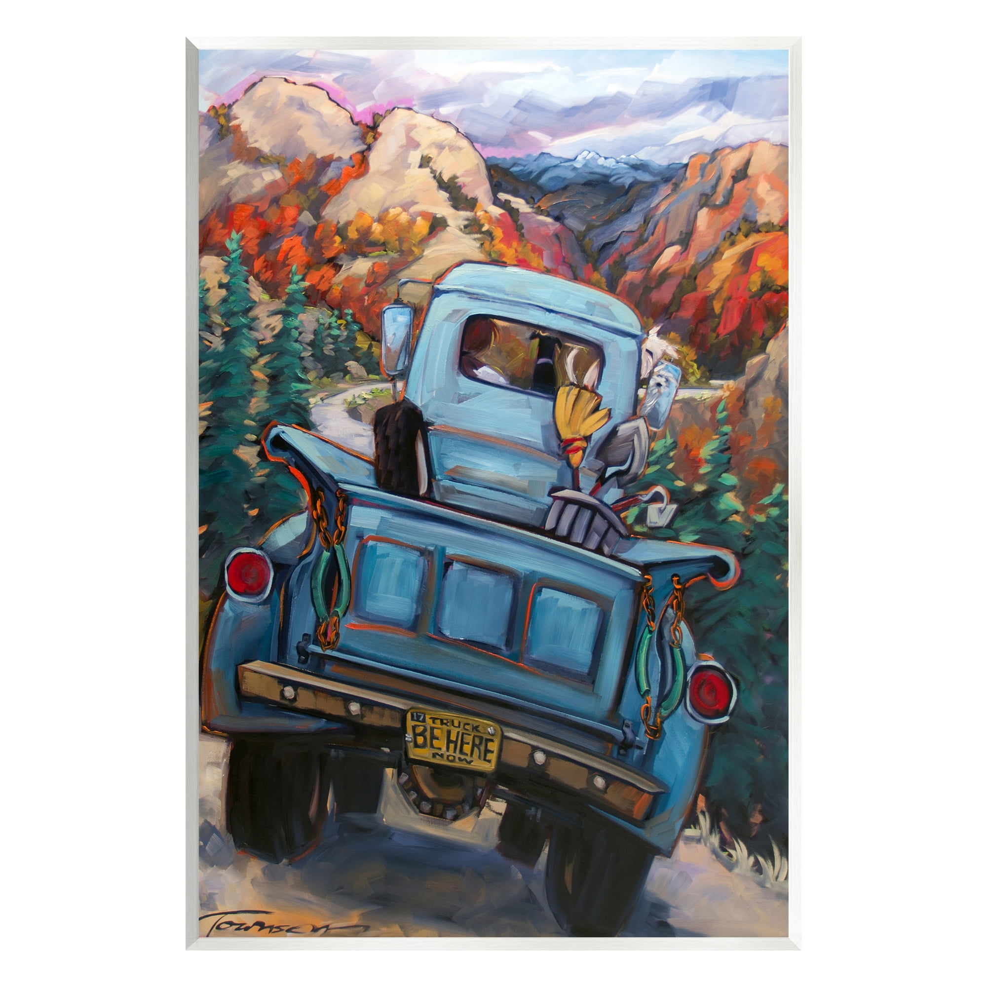 Stupell Industries Truck in Mountain Valley Transportation Painting Unframed Art Print Wall Art, 13 x 19