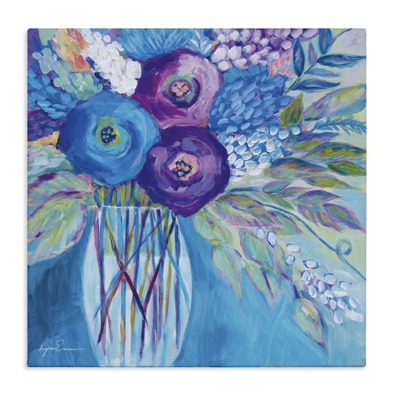Stupell Industries Modern True Blue Flower Bouquet Canvas Art, 17 x 17, by Lynn Ericson Fine Art