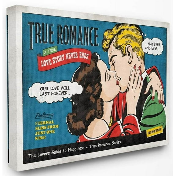 Stupell Industries True Romance Vintage Comic Book Design Canvas Wall Art by Ester Kay