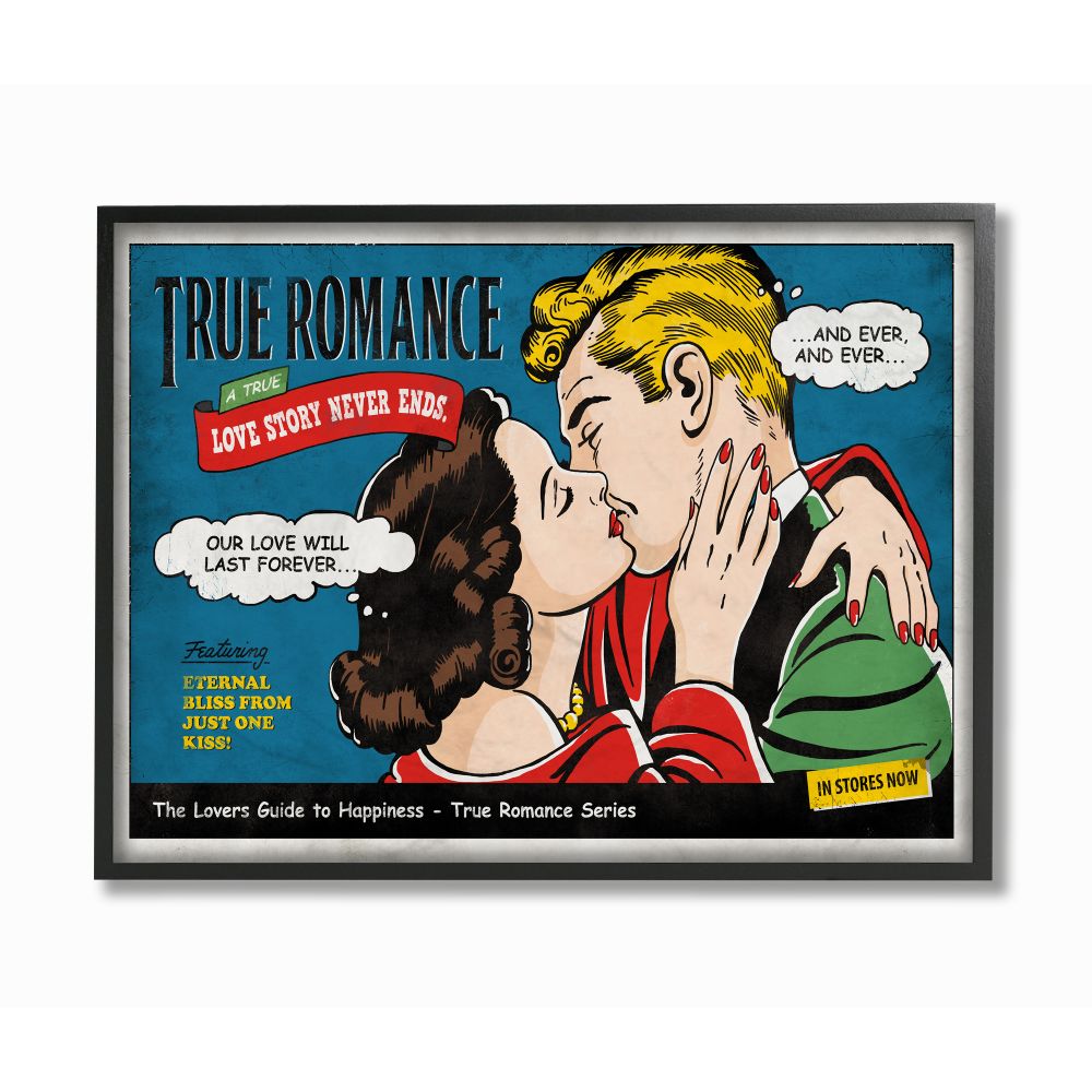 Stupell Industries True Romance Vintage Comic Book Design Framed Wall Art by Ester Kay