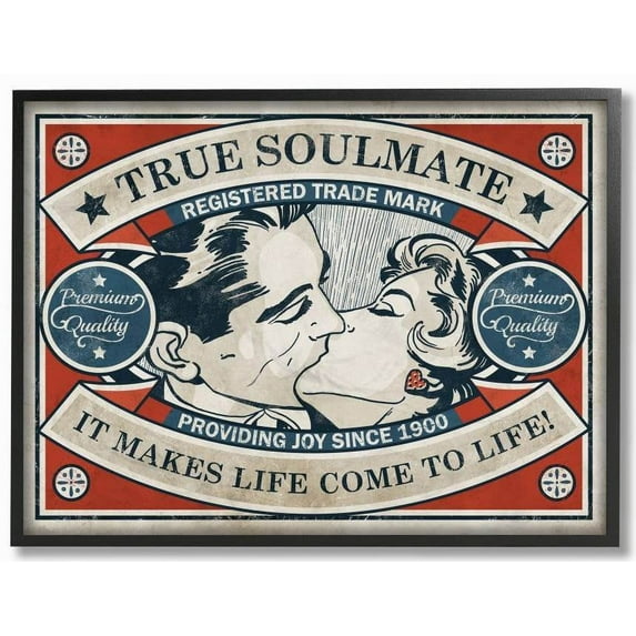 Stupell Industries True Soulmate Vintage Comic Book Design Framed Wall Art by Ester Kay