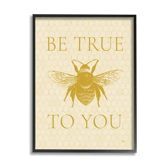 Stupell Industries True To You Beehive Pattern Insect Inspirational Phrase,11 x 14, Design by Lux + Me Designs