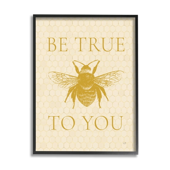 Stupell Industries True To You Beehive Pattern Insect Inspirational Phrase,11 x 14, Design by Lux + Me Designs