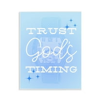 Stupell Industries Trust Gods Timing Blue Religious & Spiritual Painting Unframed Art Print Wall Art, 11 x 14