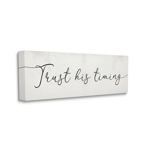 Stupell Industries Trust His Timing Phrase Elegant Cursive Typography Canvas Wall Art, 17 x 40, Design by Daphne Polselli
