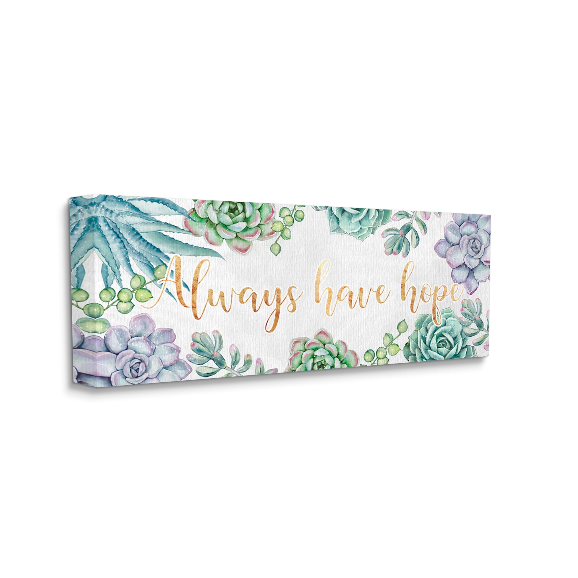 Stupell Industries Trust His Timing Sentiments Green Succulent Plants Botanical & Floral Painting Gallery Wrapped Canvas Art Print Wall Art, 20 x 48