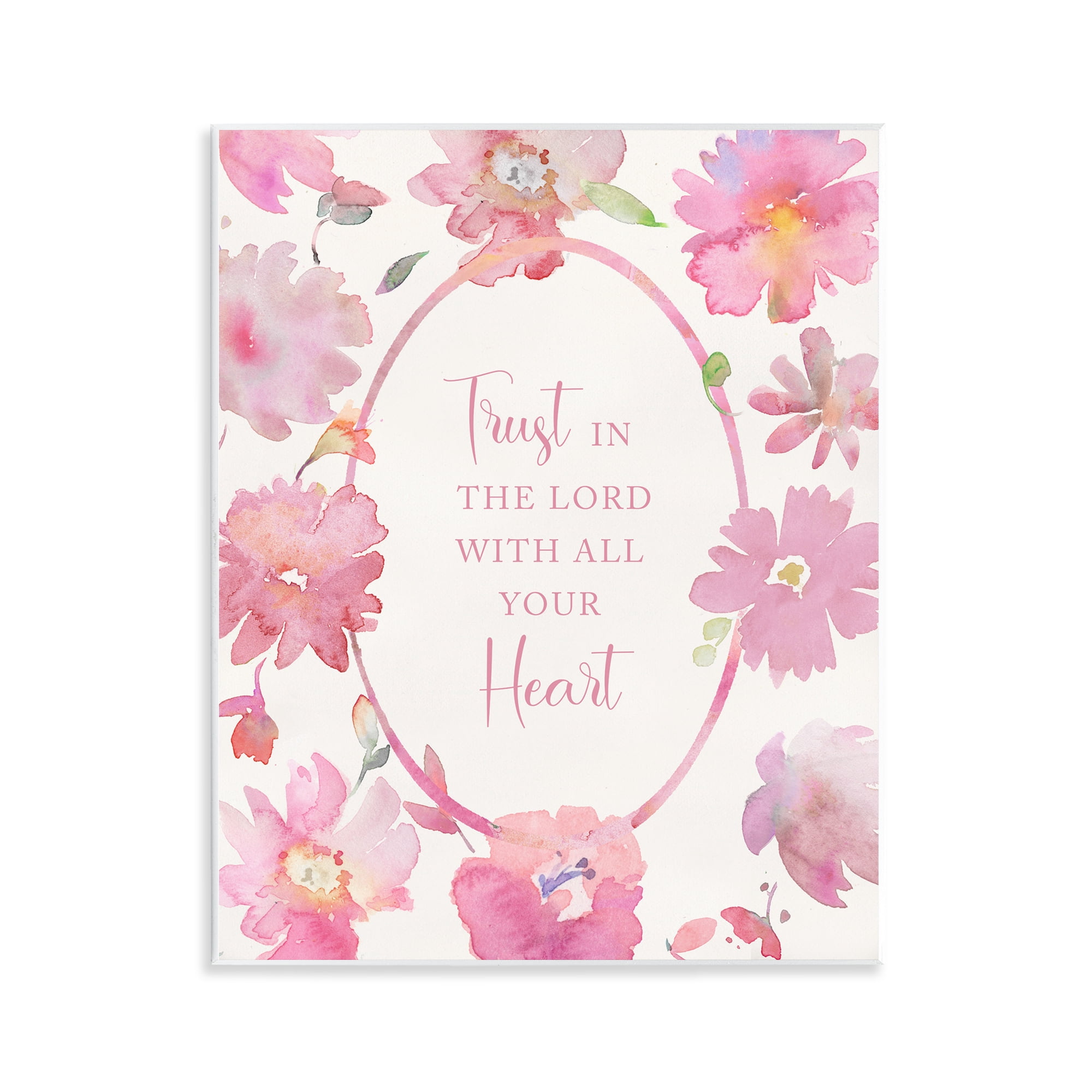 Stupell Industries Trust In The Lord Pink Blooms Wall Plaque Art, design by Theresa Heidel