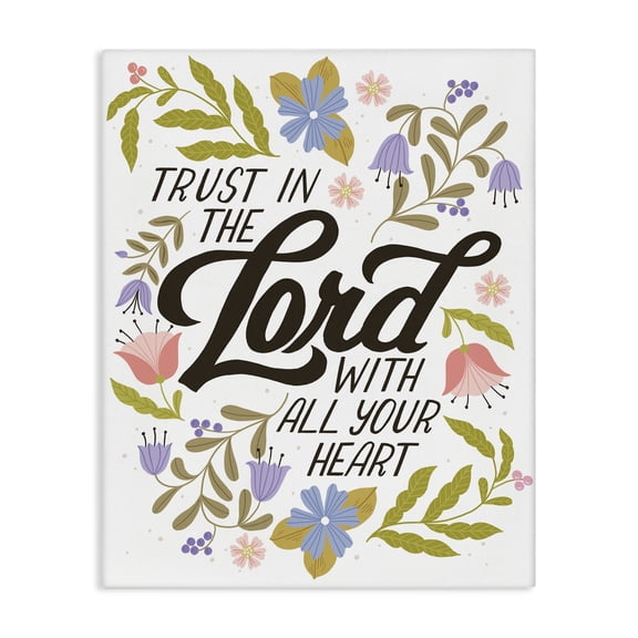 Stupell Industries Trust In The Lord Proverb Spiritual Painting Wrapped Canvas Canvas Art Print Wall Art, 30 x 40