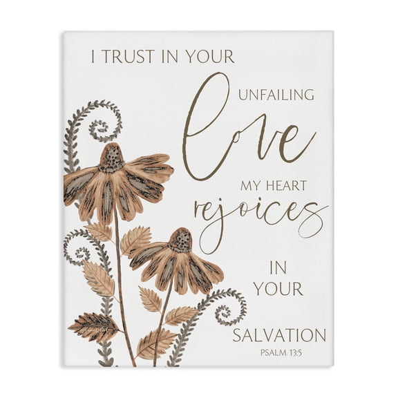 Stupell Industries Trust In Your Unfailing Love Floral Painting Wrapped Canvas Canvas Art Print Wall Art, 16 x 20