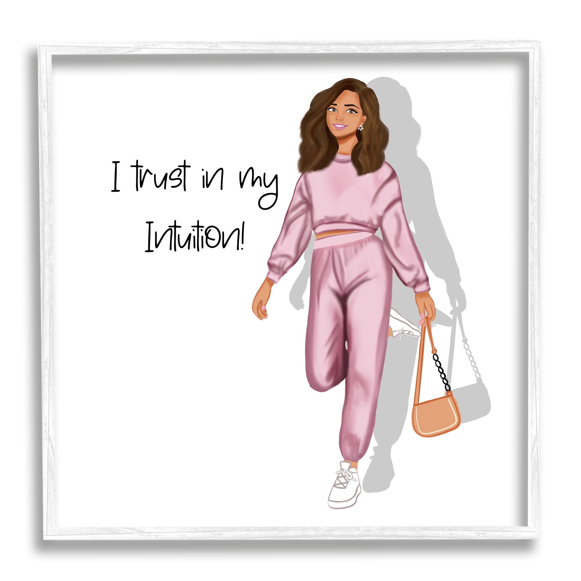 Stupell Industries Trust My Intuition Woman Inspirational Painting White Framed Art Print Wall Art, 17 x 17