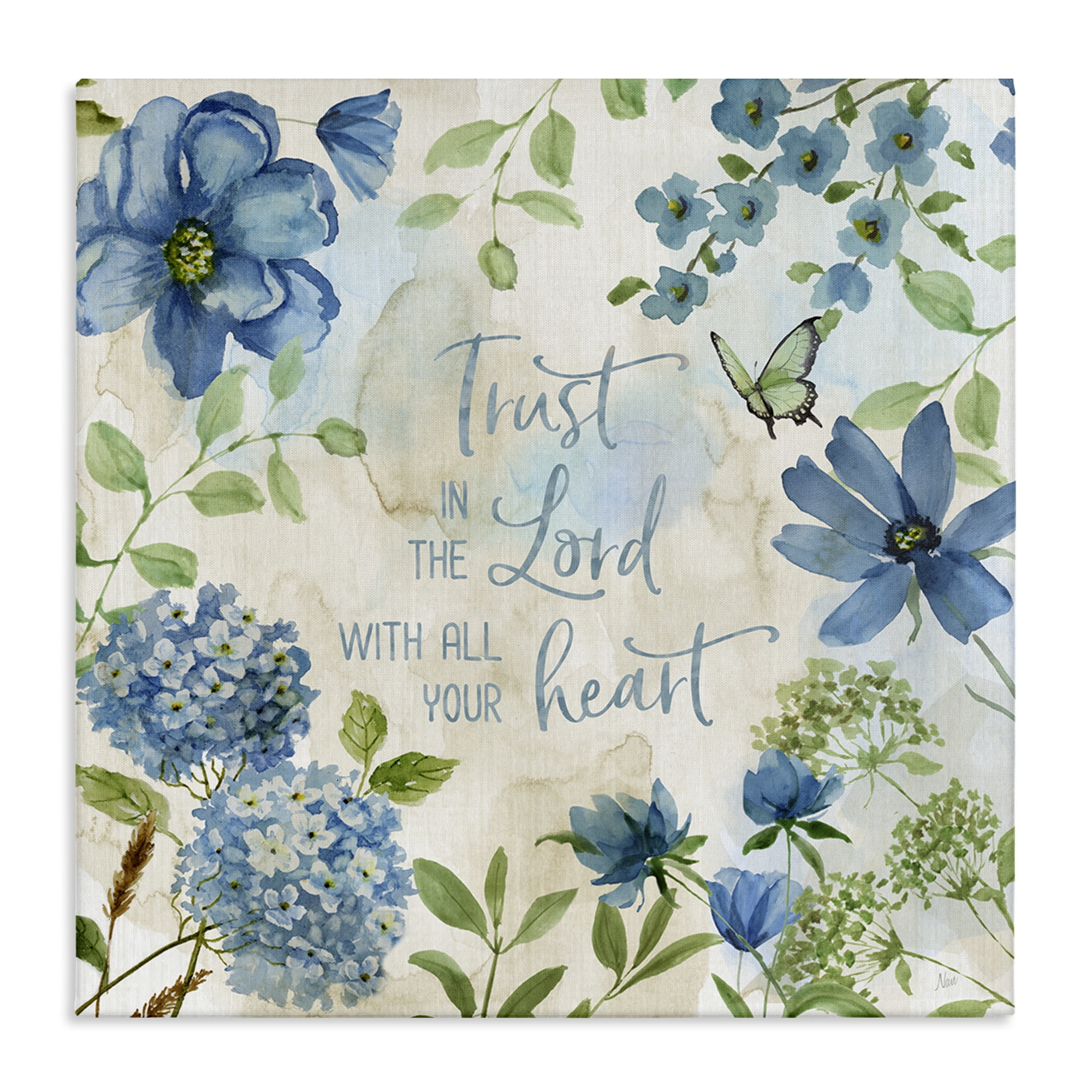 Stupell Industries Trust The Lord Floral Religious Painting Gallery Wrapped Canvas Art Print Wall Art, 24 x 24