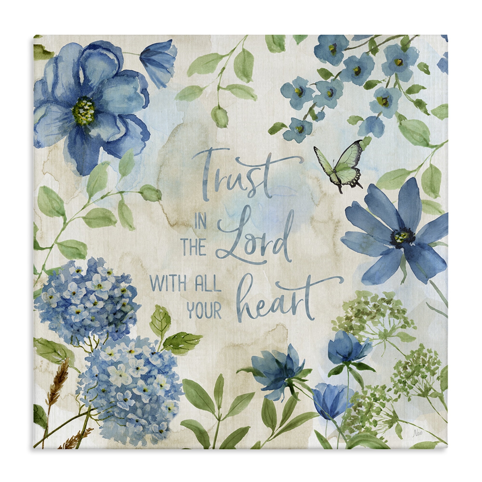 Stupell Industries Trust The Lord Floral Religious Painting Gallery Wrapped Canvas Art Print Wall Art, 30 x 30