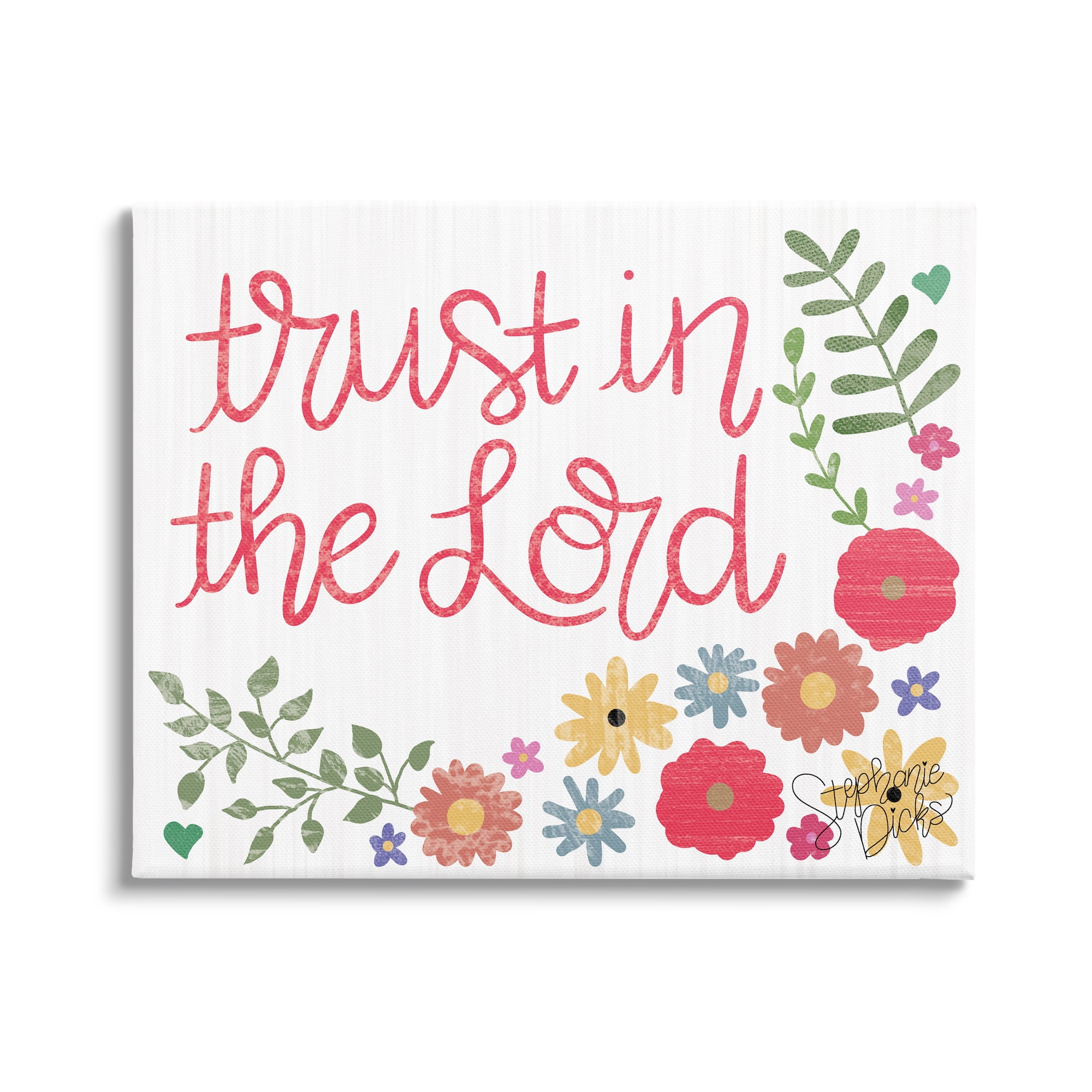 Stupell Industries Trust The Lord Religious Calligraphy Cute Florals , 40 x 30, Design by Stephanie Dicks