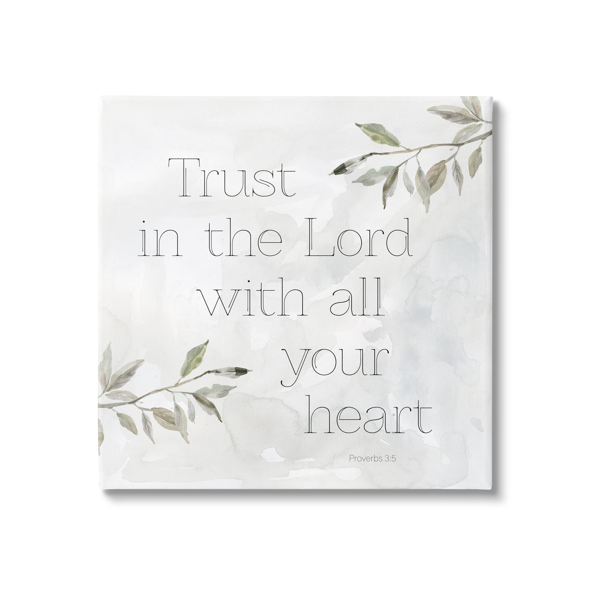 Stupell Industries Trust The Lord Spiritual Phrase Botanical Leaves Graphic Art Gallery Wrapped Canvas Print Wall Art, Design by Carol Robinson
