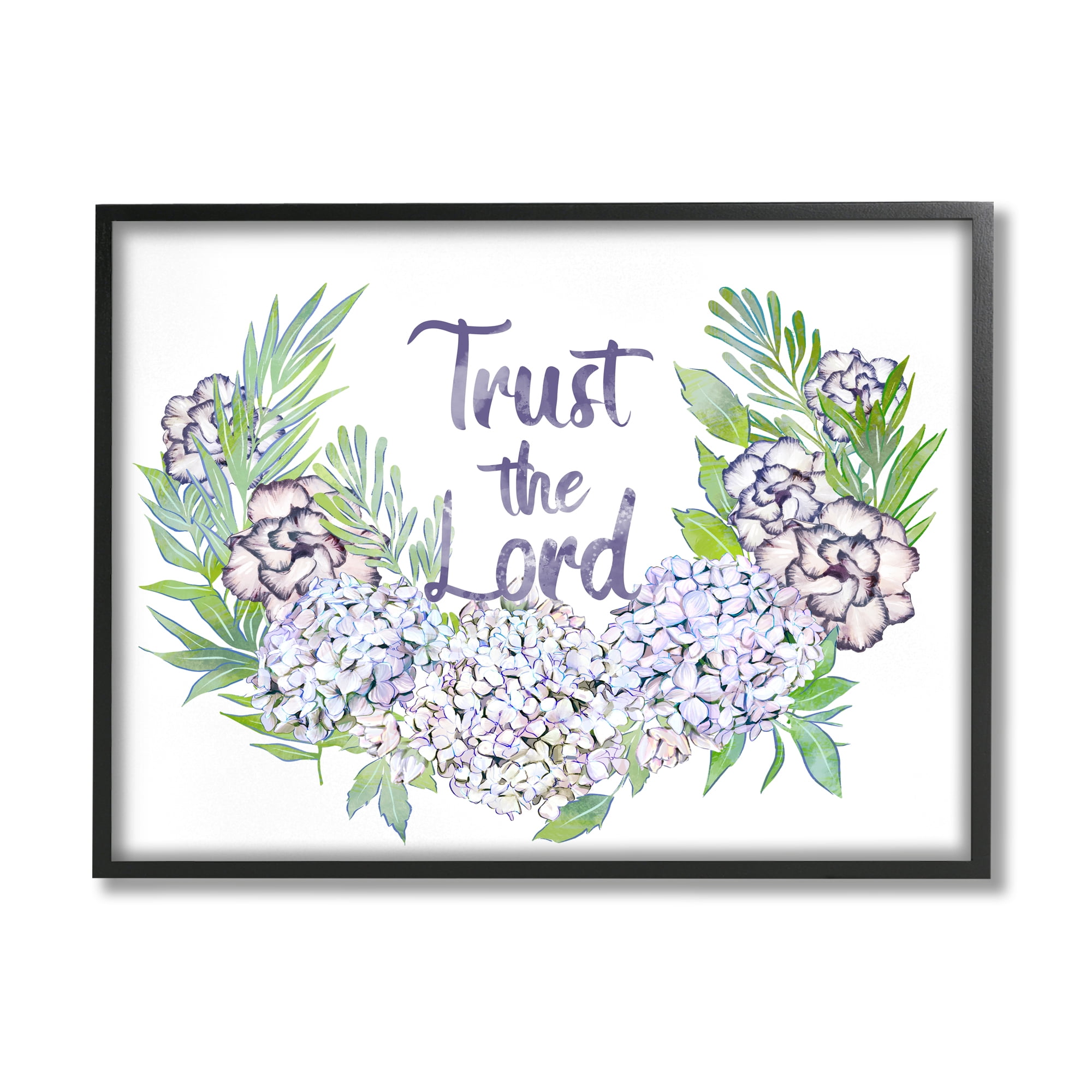 Stupell Industries Trust The Lord Spiritual Quote Hydrangeas Botanical Border , 14 x 11, Design by Ziwei Li