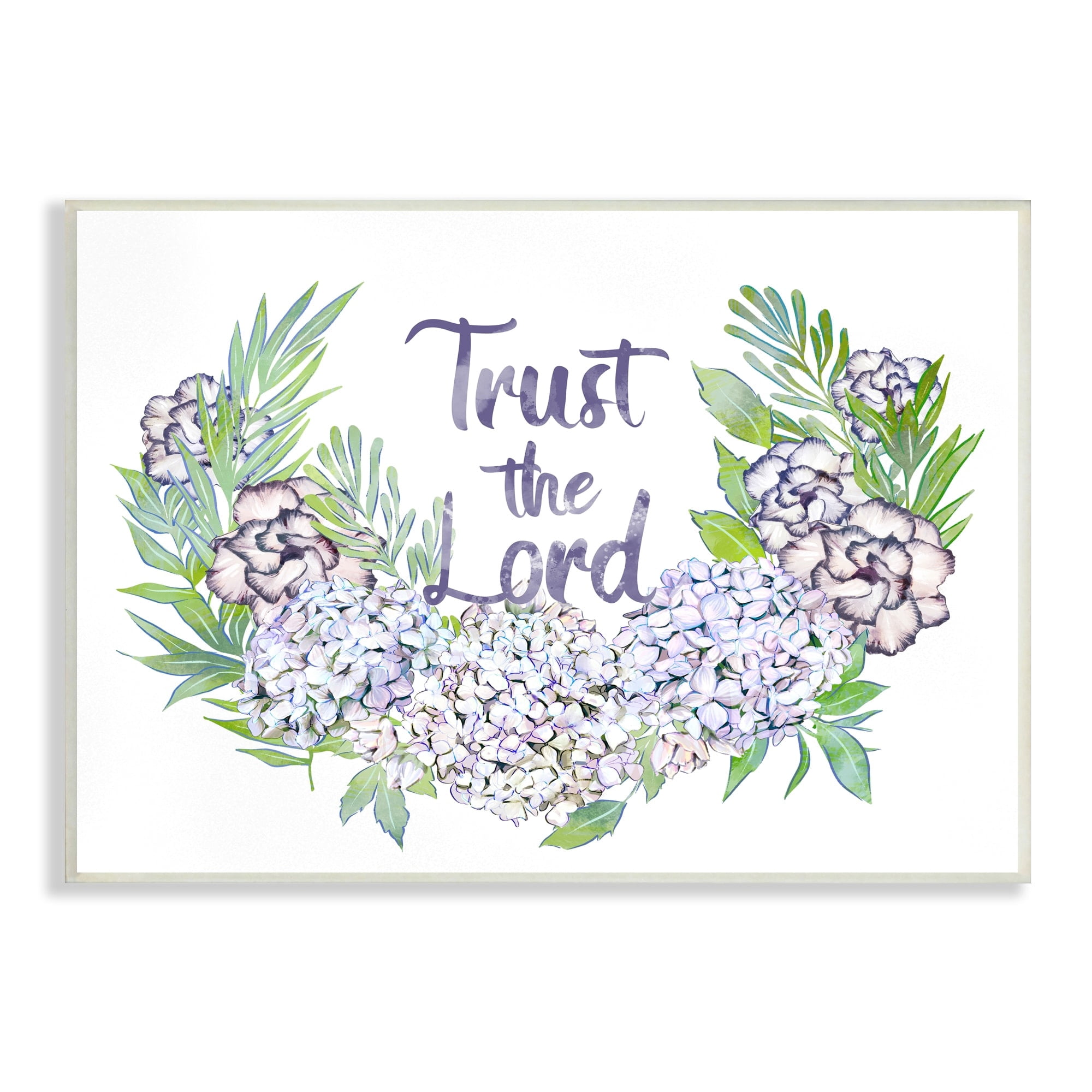 Stupell Industries Trust The Lord Spiritual Quote Hydrangeas Botanical Border , 15 x 10, Design by Ziwei Li