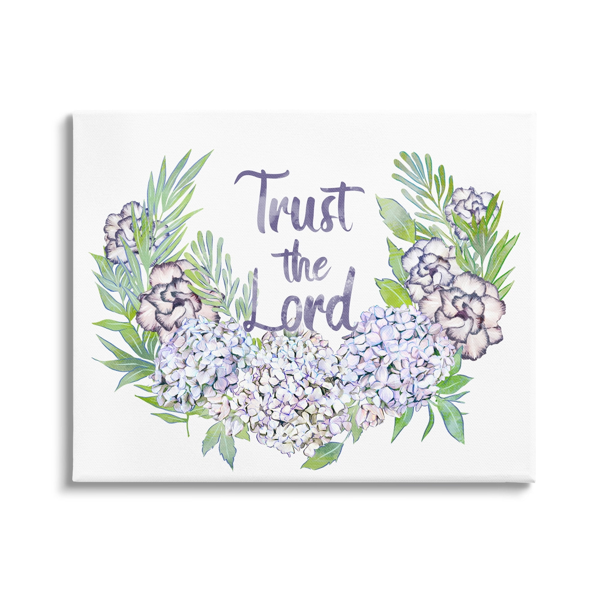 Stupell Industries Trust The Lord Spiritual Quote Hydrangeas Botanical Border Graphic Art Gallery-Wrapped Canvas Print Wall Art, 48x36, by Ziwei Li