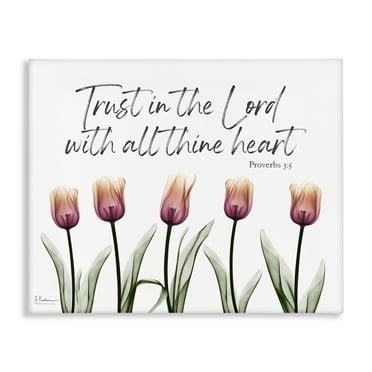 Stupell Industries Trust The Lord Tulips Religious Painting Gallery Wrapped Canvas Art Print Wall Art, 20 x 16
