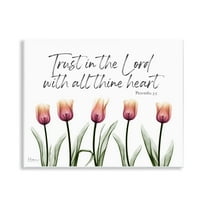 Stupell Industries Trust The Lord Tulips Religious Painting Unframed Art Print Wall Art, 14 x 11