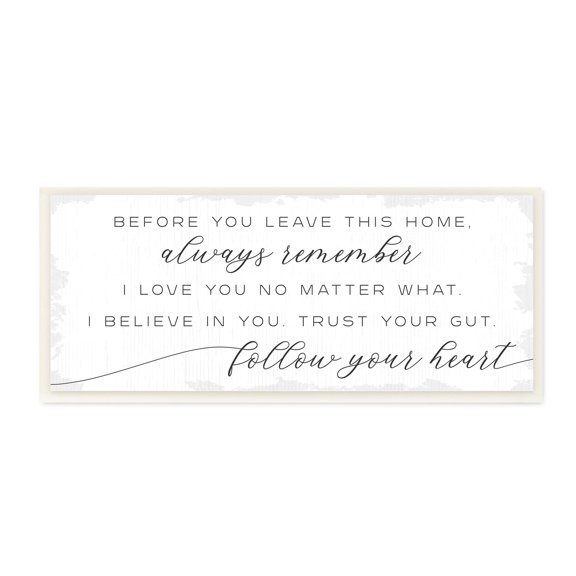 Stupell Industries Trust Your Gut Follow Heart Motivational Family Phrase, 17 x 7, Design by Daphne Polselli