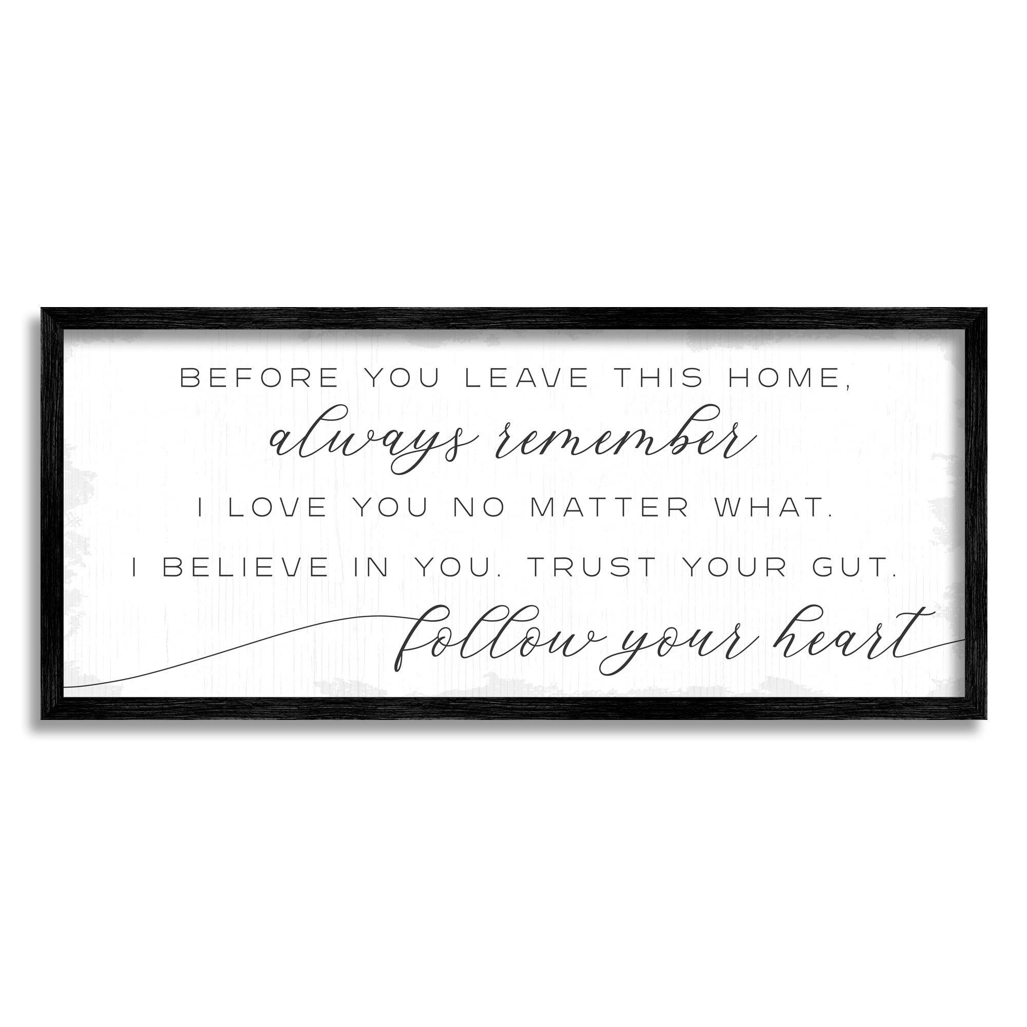 Stupell Industries Trust Your Gut Follow Heart Motivational Family Phrase, 24 x 10, Design by Daphne Polselli