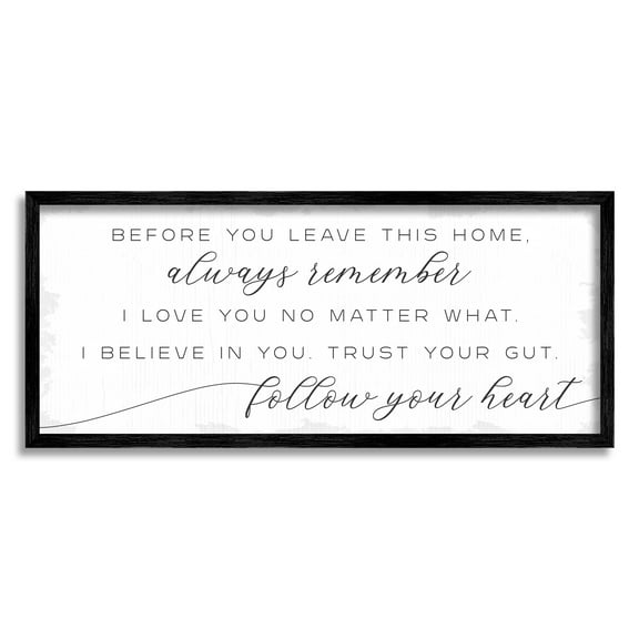 Stupell Industries Trust Your Gut Follow Heart Motivational Family Phrase, 24 x 10, Design by Daphne Polselli