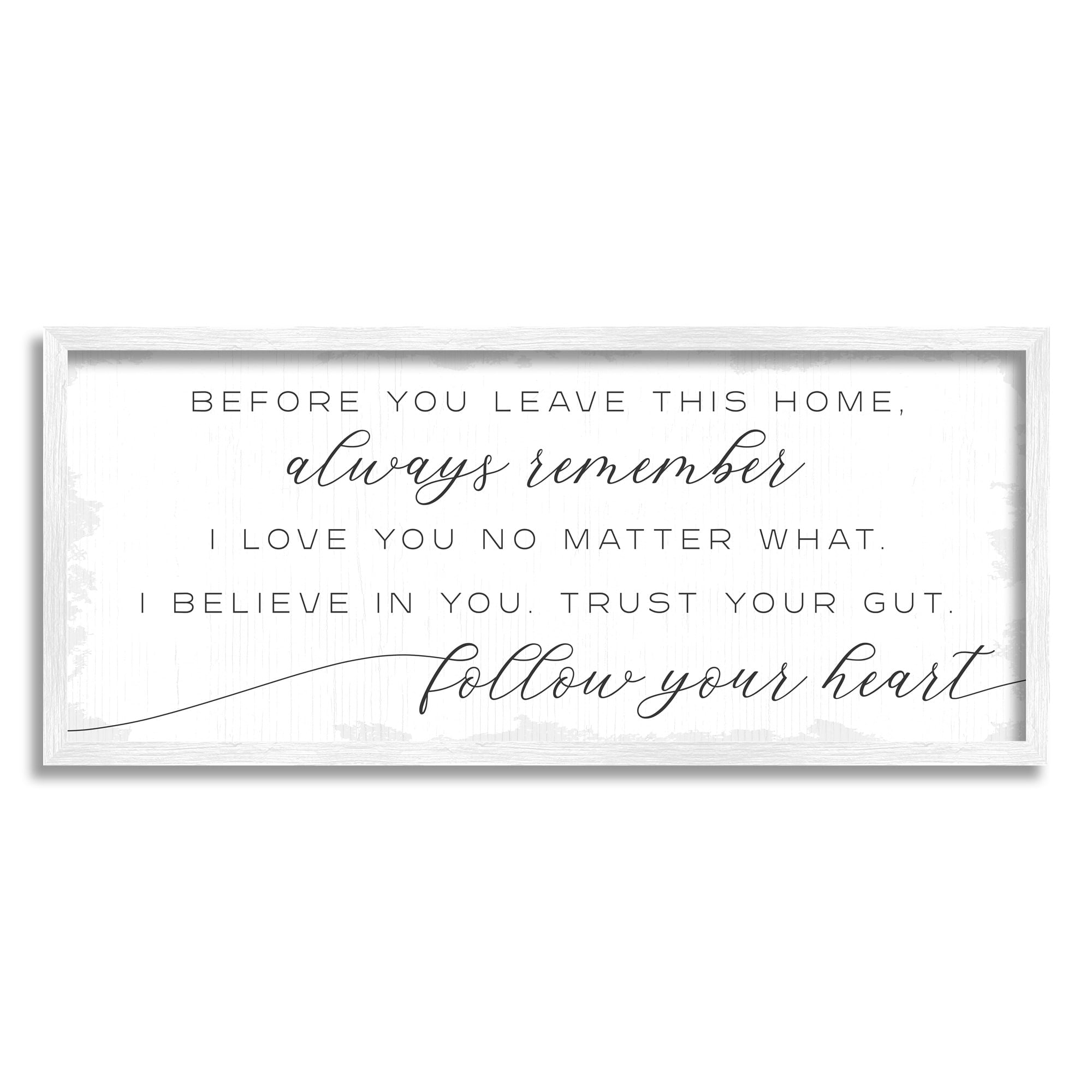Stupell Industries Trust Your Gut Follow Heart Motivational Family Phrase, 30 x 13, Design by Daphne Polselli
