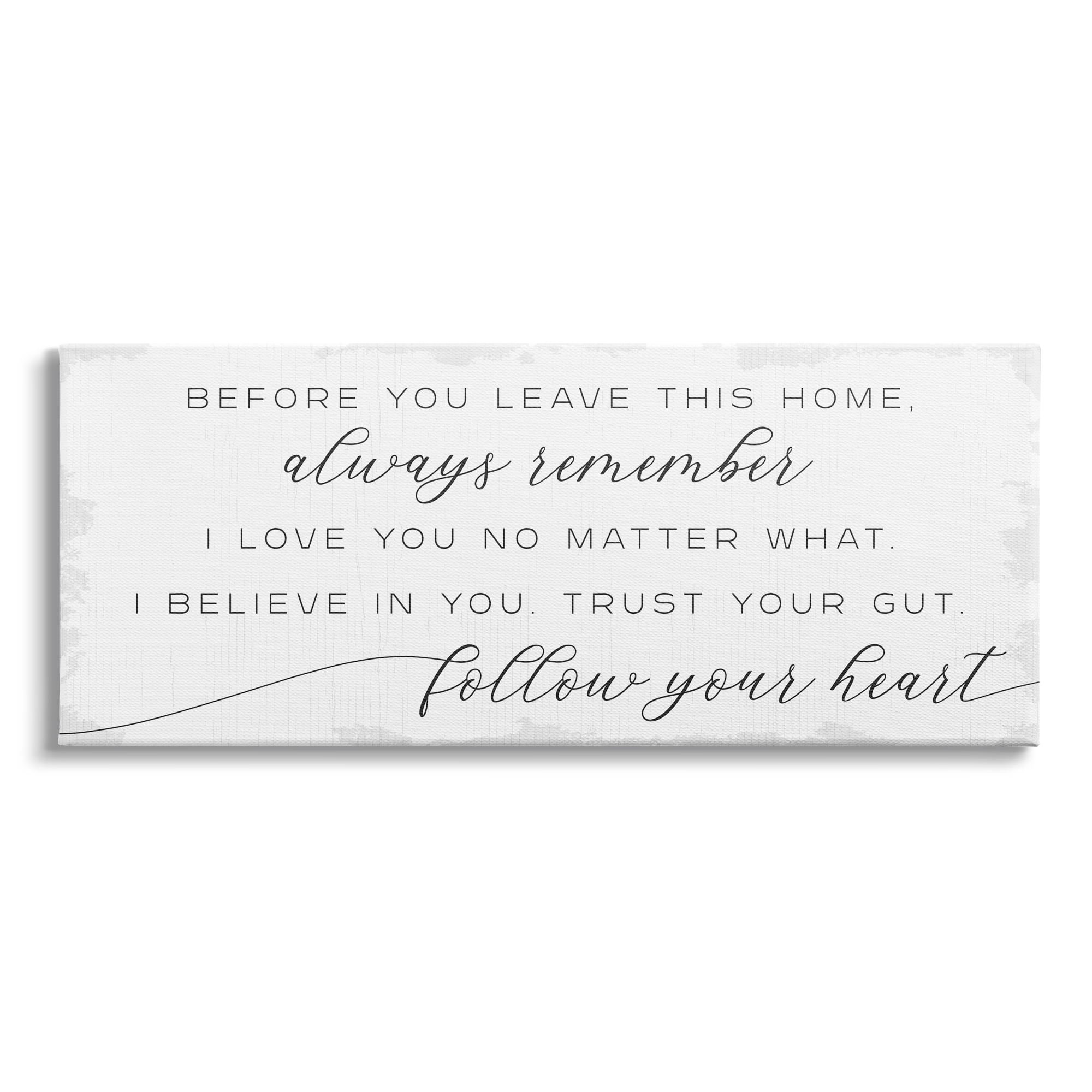 Stupell Industries Trust Your Gut Follow Heart Motivational Family Phrase, 40 x 17, Design by Daphne Polselli