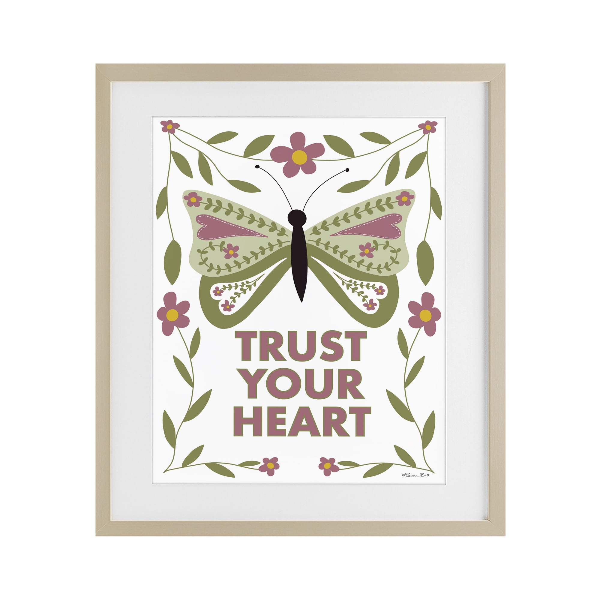 Stupell Industries Trust Your Heart Symmetrical Birch Framed Print Under Glass, design by Susan Ball