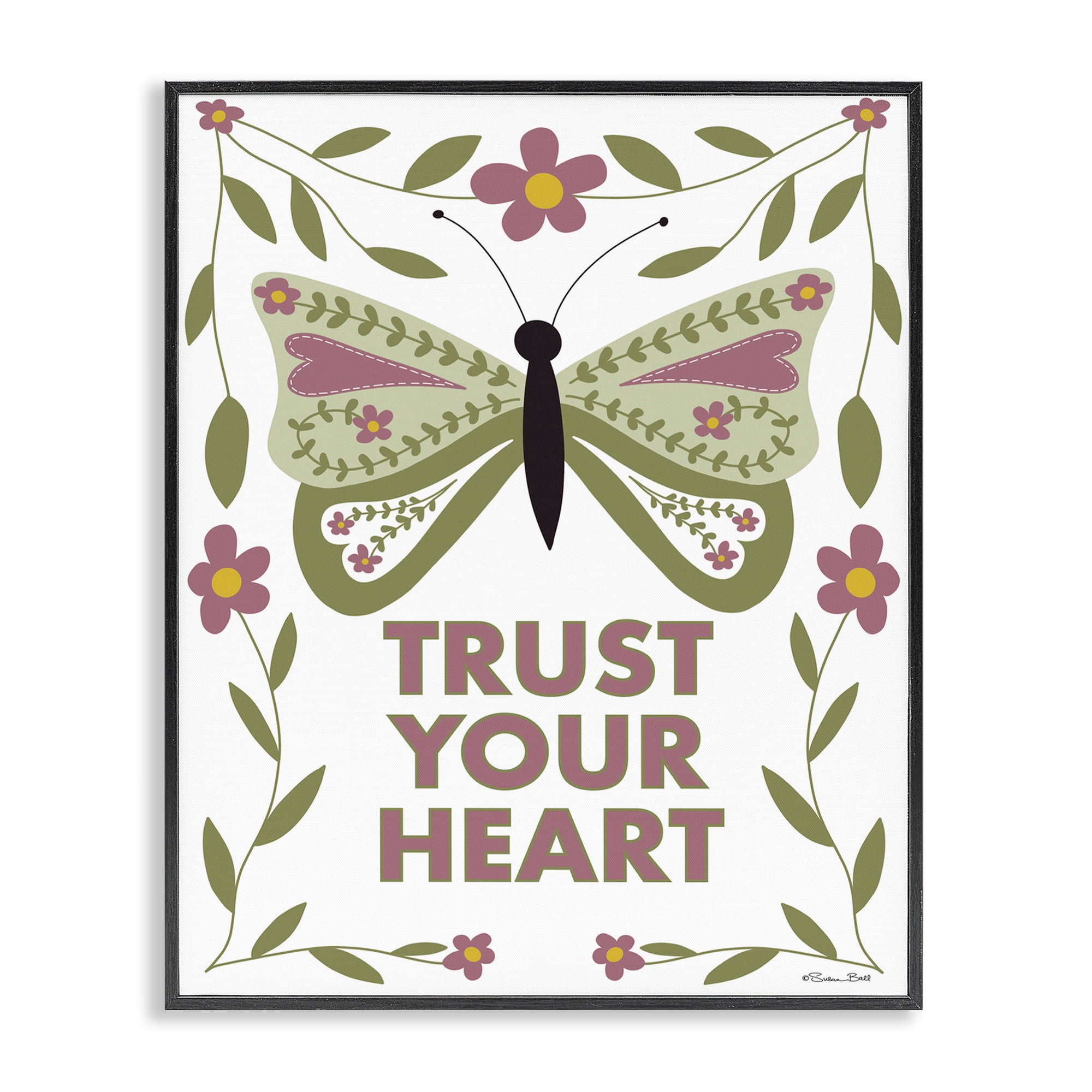 Stupell Industries Trust Your Heart Symmetrical Black Framed Giclee Art, design by Susan Ball