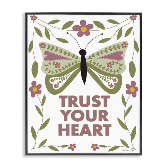 Stupell Industries Traditional Trust Your Heart Symmetrical Black Framed Giclee Art, 11 x 14, by Susan Ball