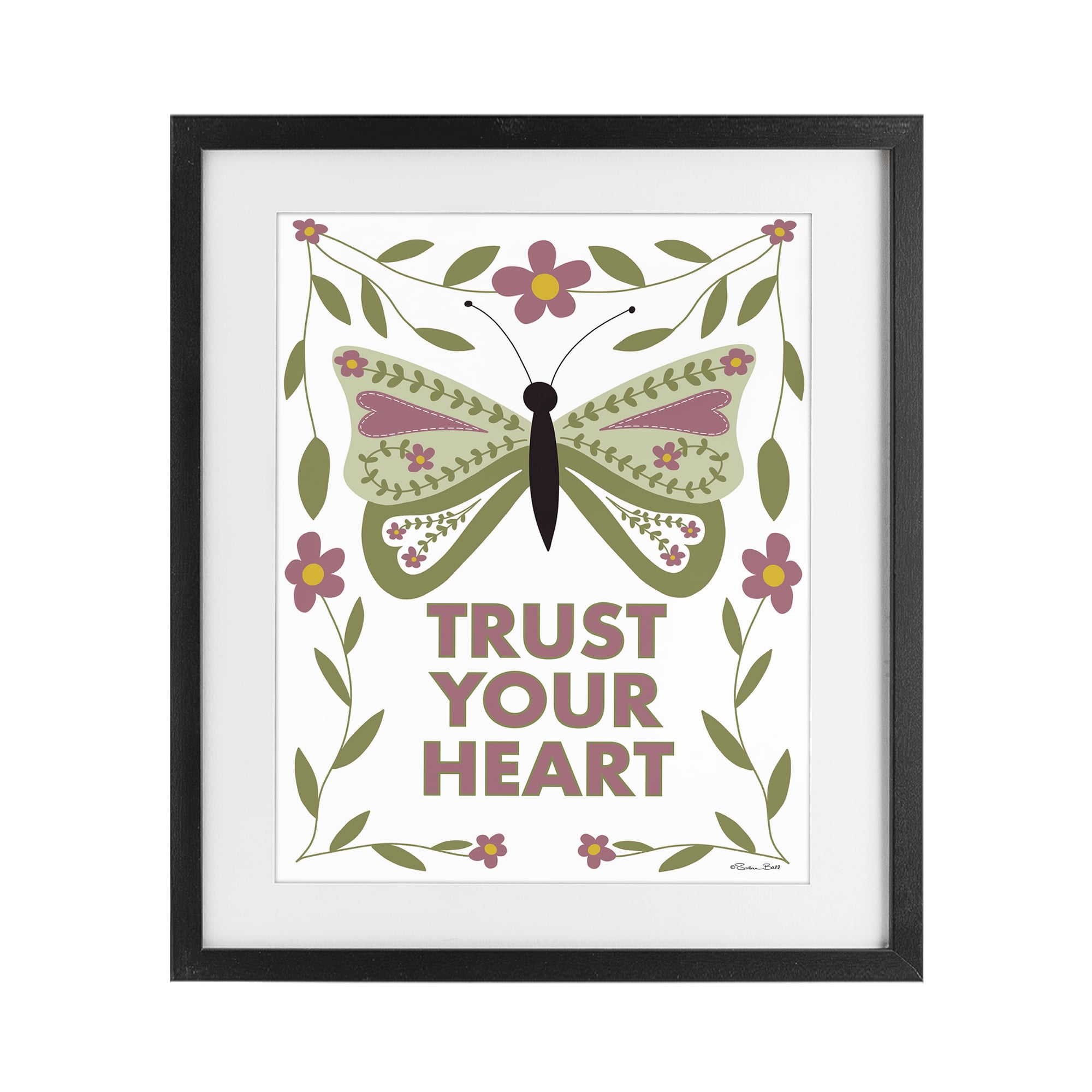 Stupell Industries Trust Your Heart Symmetrical Black Framed Print Under Glass, design by Susan Ball
