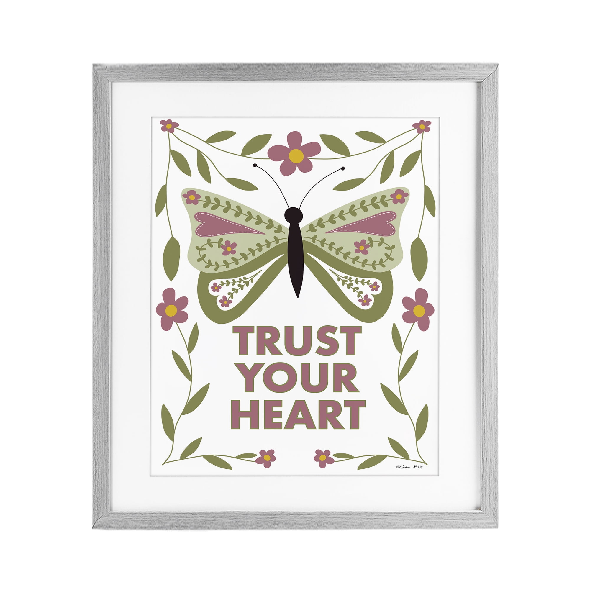 Stupell Industries Trust Your Heart Symmetrical Gray Framed Print Under Glass, design by Susan Ball