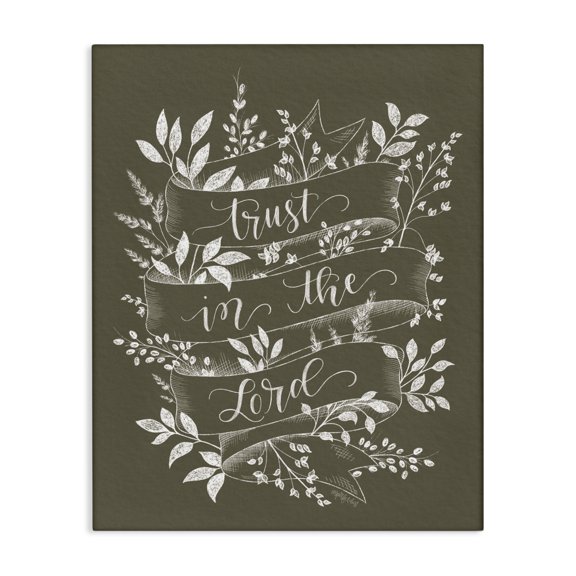 Stupell Industries Traditional Trust in The Lord Vintage Ribbon Botanical Foliage Pattern Canvas Art, 16 x 20, by Imperfect Dust