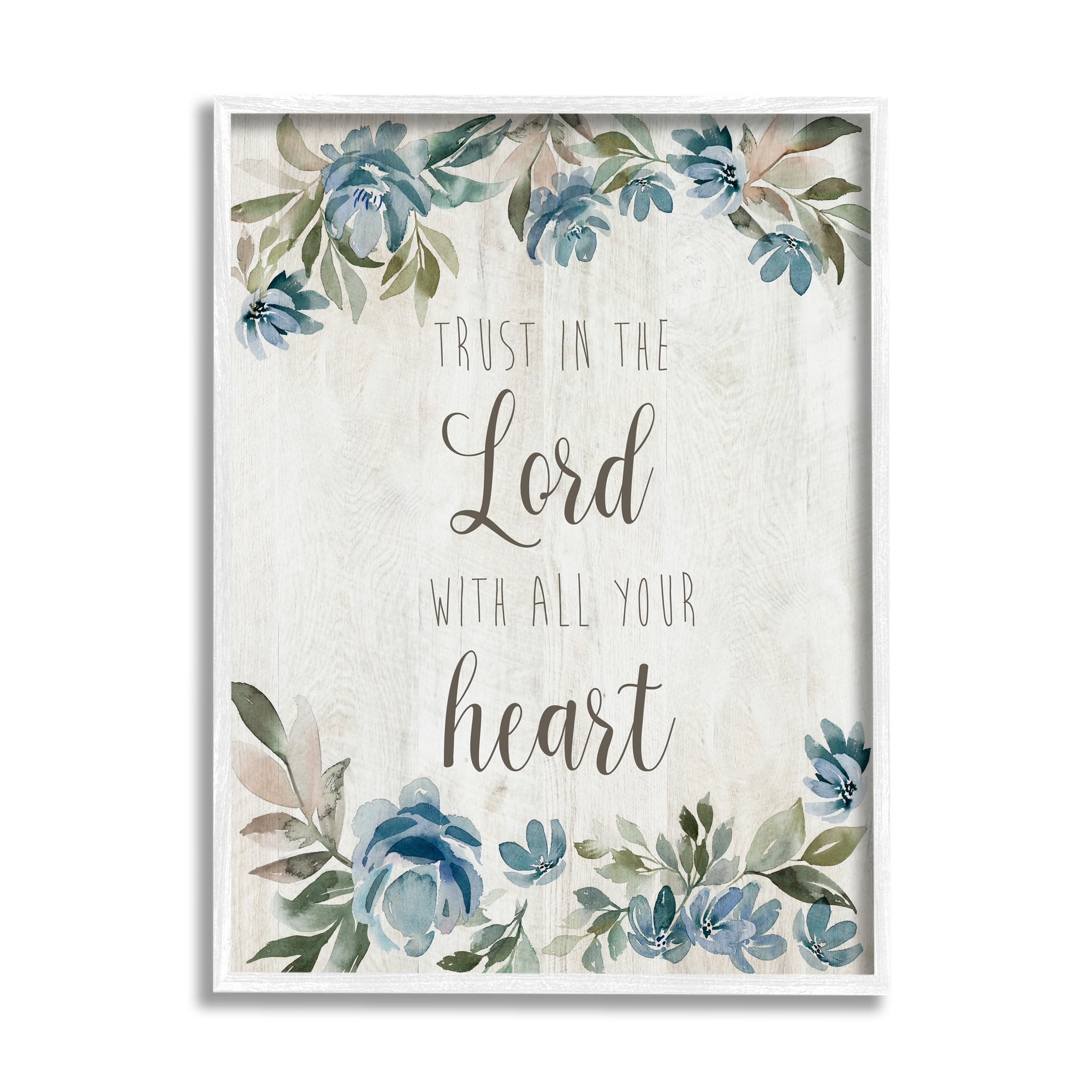 Stupell Industries Trust the Lord with Heart Vintage Blue Florals,24 x 30, Design by Kristen Brockmon