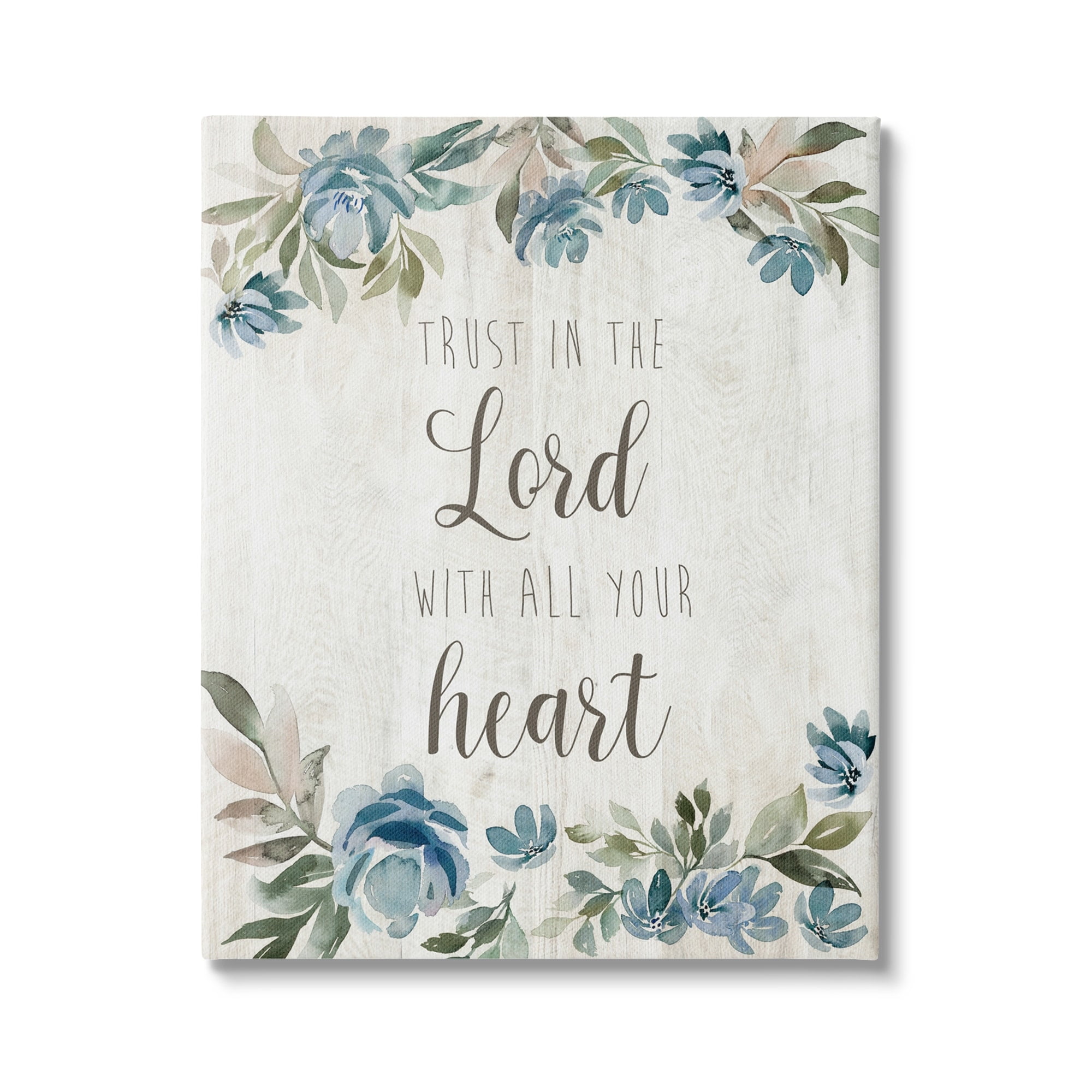 Stupell Industries Trust the Lord with Heart Vintage Blue Florals,30 x 40, Design by Kristen Brockmon