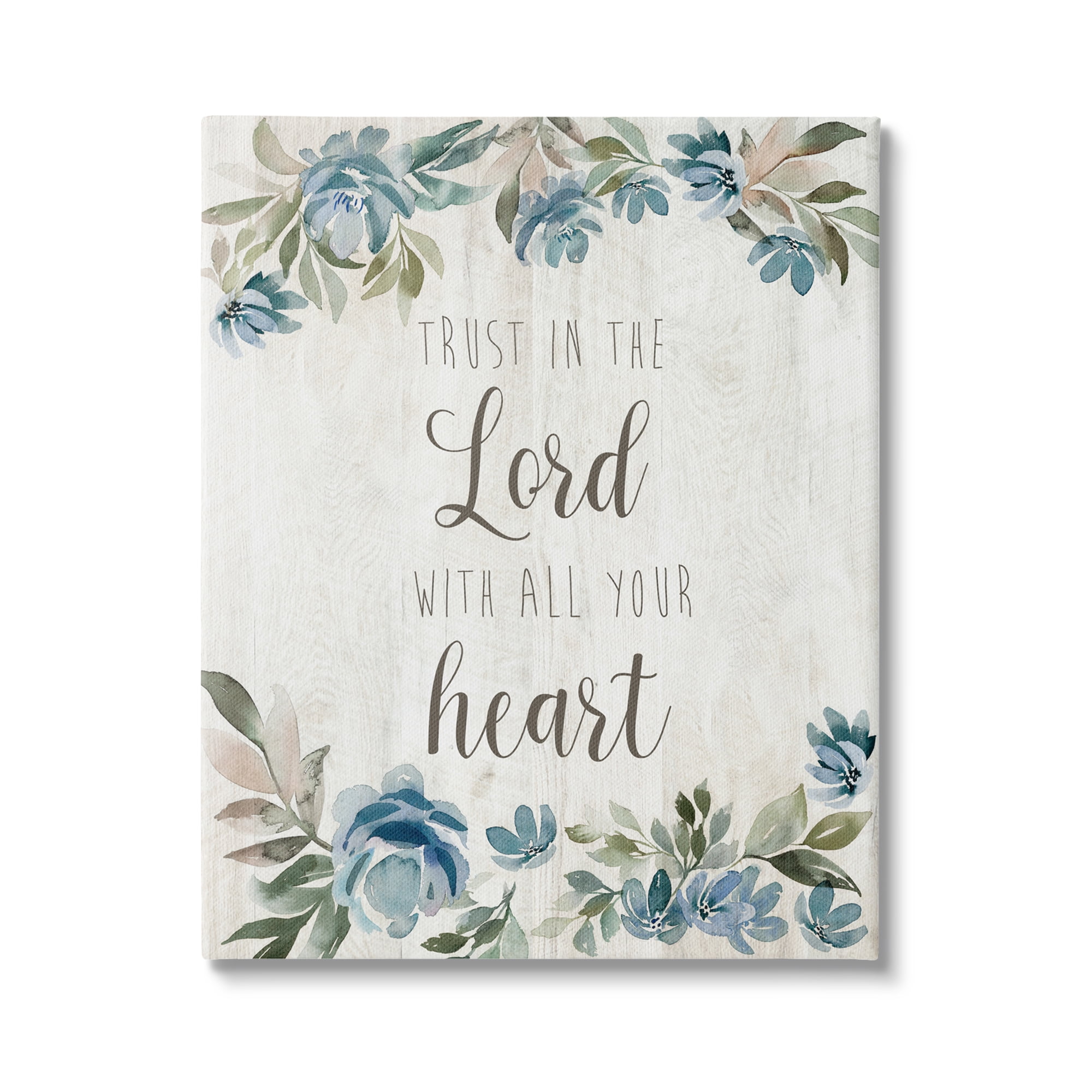 Stupell Industries Trust the Lord with Heart Vintage Blue Florals,36 x 48, Design by Kristen Brockmon