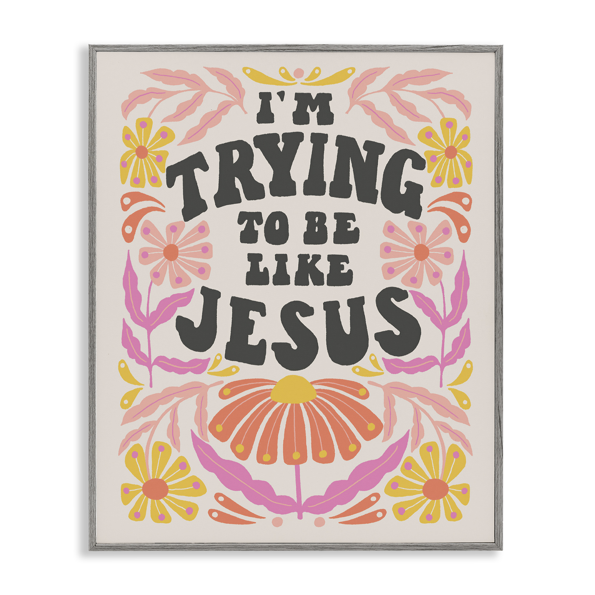 Stupell Industries Trying To Be Like Jesus Religious & Spiritual Painting Gray Framed Art Print Wall Art, 16 x 20