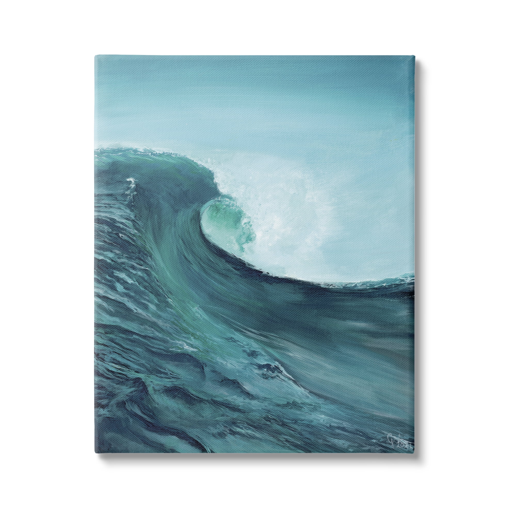 Stupell Industries Tsunami Wave Panting Nature Painting Gallery Wrapped Canvas Print Wall Art, 36 x 48